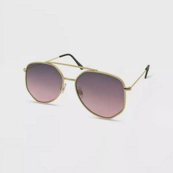 Wild Fable Gold Geometric Aviator Sunglasses - Picture 2 of 6